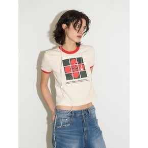 PUZZLE RINGER T-SHIRT / ivory