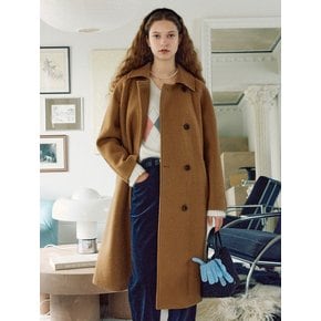 T Wool Back Pleat Double Coat_Caramel