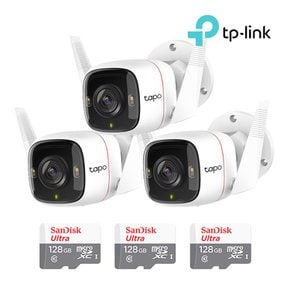 티피링크 Tapo C320WS+128GB SD카드 3팩 실외용 CCTV 3세트 홈캠 세트