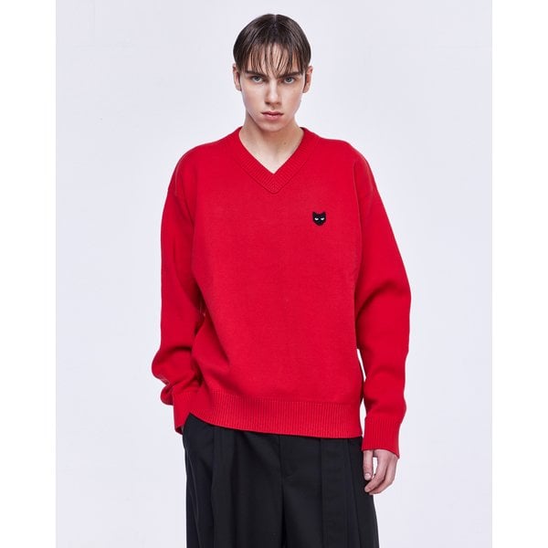 [파주점] 지제로 엠블럼 브이넥 니트 SH2KT804RD