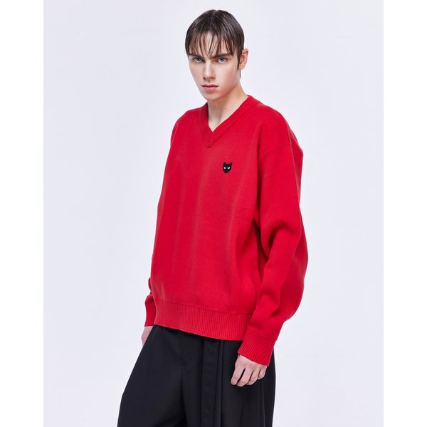 [파주점] 지제로 엠블럼 브이넥 니트 SH2KT804RD