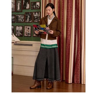 LAP [시흥점] 앞트임 프린지 데님 롱 스커트 AQ4DSA61