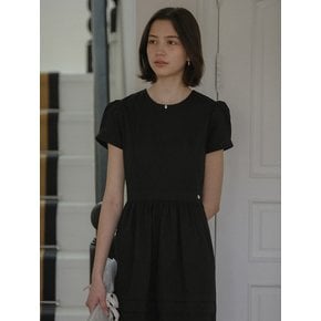 Cotton gathered mini dress_Black