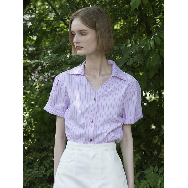 [리퍼브] VERA STRIPE SHIRTS BLOUSE (PINK)
