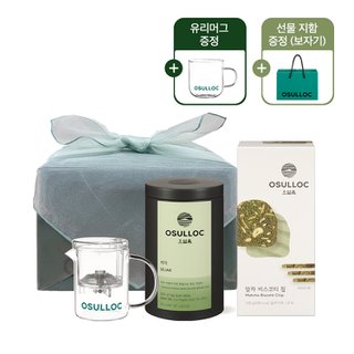 오설록 [SSG단독] 잎차 힐링 티타임 세트(선물지함+보자기포장,유리머그 증정)