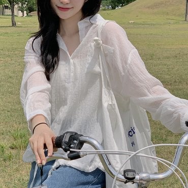 핫핑 모키 밑단스트링 루즈핏 셔츠 (44~110) P000CNCS