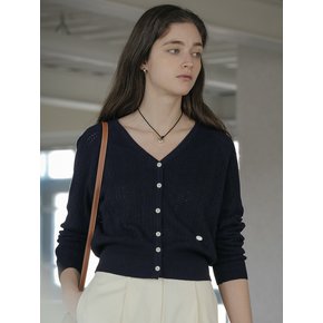 Merino wool v-neck cardigan_Navy