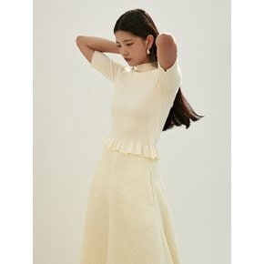 Ribbed Half Neck Frill Knit - Yellow