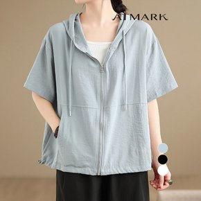 앳마크 ATMARK (77까지)루즈후디드반소매집업점퍼_AA53JP005G