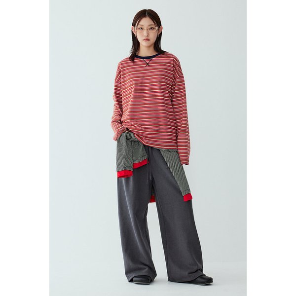 [리오더] 레드 멀티 스트라이프 롱슬리브 티셔츠 9105322103161