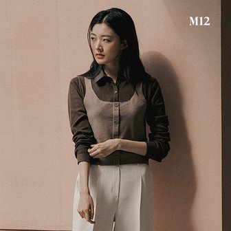 M12 [런칭가69,900원] M12 24FW 여성 오픈카라 립 티블라우스 4종