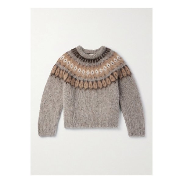 페어 아일 브러시드 알파카 울 혼방 스웨터 브라운 1647597342178762