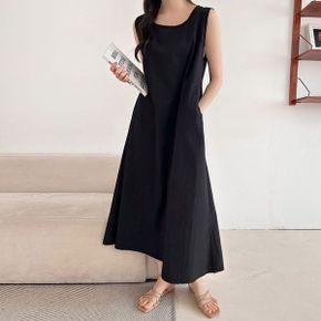 A라인 바스락 민소매 나시 롱 원피스 여름 루즈핏 임부복 R933_P421673954