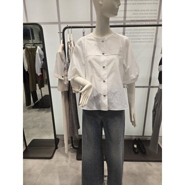 ZOOC 라운드 썸머 소매 포인트 블라우스 Z252MSC035