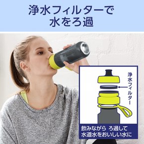 브리타 수통 휴대용 정수병 600ml 액티브 라임 마이크로 디스크 필터 1개 첨부[일본 정규품]