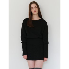 Wool Cable mini skirts - Black