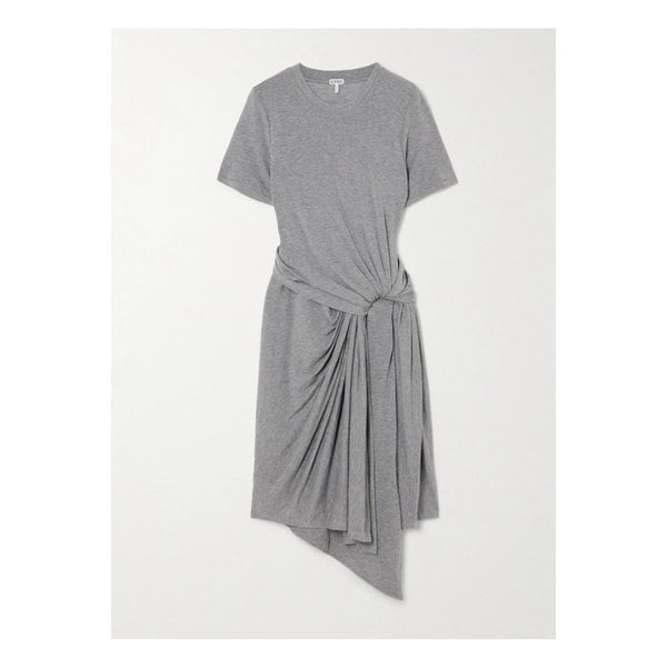 비대칭 노티드 저지 미디 드레스 그레이 1647597350671448