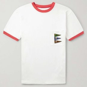 26 FW 캐피탈 Pennant Ringer 로고 아플리케 플래그 코튼 저지 티셔츠