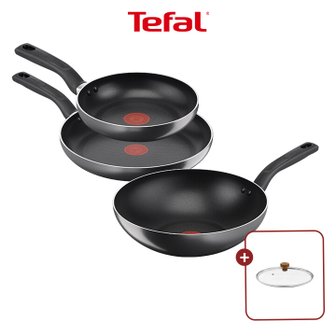 테팔 티타늄 1X 쿡이지 프라이팬 3종 세트(팬20+팬28+웍28)+우드뚜껑28