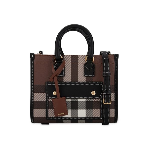 버버리 여성 프레야 체크 다크 버치 브라운 토트백 8069661