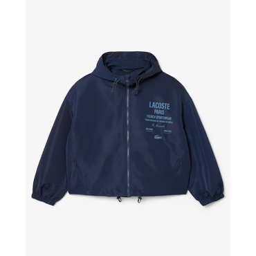 라코스테 향기제습제증정25SS 여성 PARIS 레터링 후드 블루종 BF2449-55G166