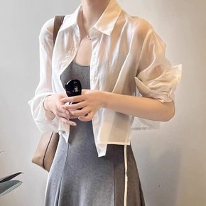 체이온 시스루 크롭 셔츠