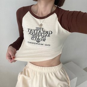 / 그레잇 레터링 슬림핏 크롭 나그랑 티셔츠 긴팔티