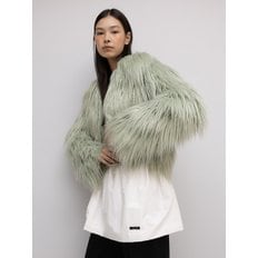 Mongolian faux fur jacket in mint