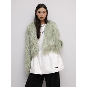 Mongolian faux fur jacket in mint