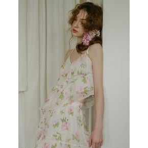 Cest_Irregular floral chiffon camisole