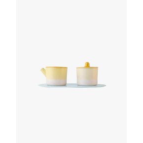 [ARITA] S/B Milk Can_Sugar Can_Platter Set / Light Yellow_Light Pink