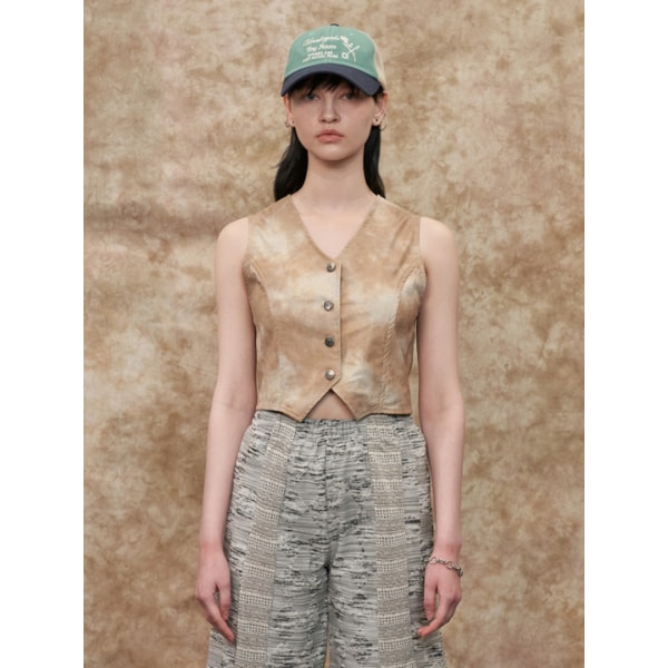 BACK SLIT VEST / LIGHT BEIGE