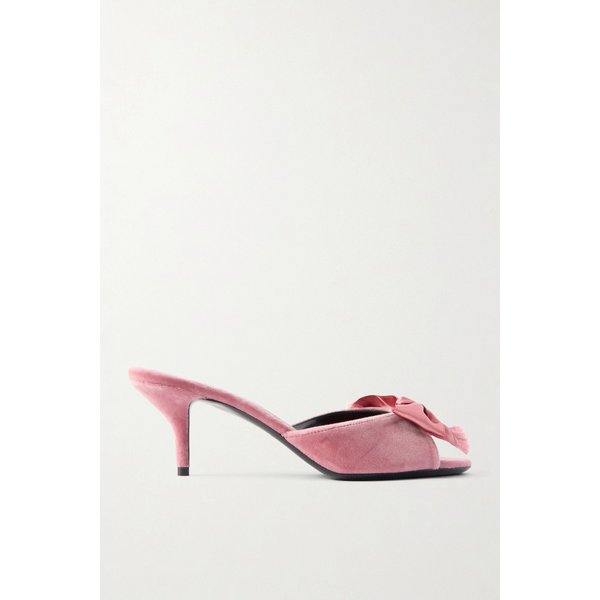 마리 A 55 보우 디테일 새틴 트리밍 벨벳 뮬 46376663163044538