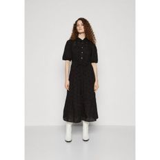 우먼 GAP 갭 퍼프 플로랄 EYELET - 셔츠 드레스 원피스 - 블랙 8423497