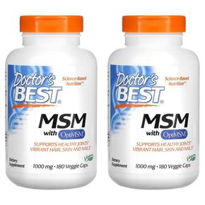 Doctor`s Best 닥터스베스트 식이유황 OptiMSM 1000mg 180캡슐 2팩