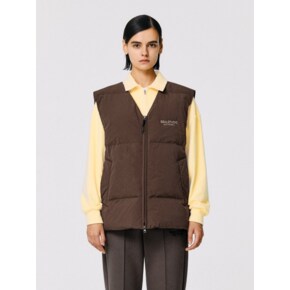 STRETCH PADDING VEST-BROWN