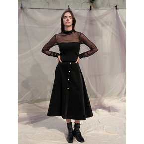 Lyly Rose Corduroy Flare Skirt_Black