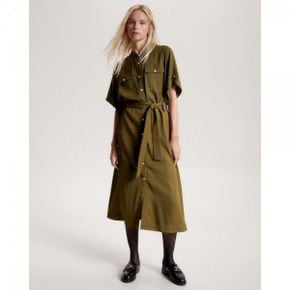 4374753 Tommy Hilfiger Relaxed Fit Midi Shirt Dress - Putting Green