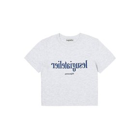 Mirror Typography Graphic Cropped T-Shirt (Grey)