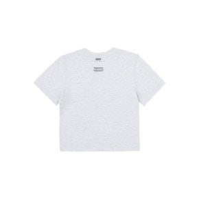 Mirror Typography Graphic Cropped T-Shirt (Grey)