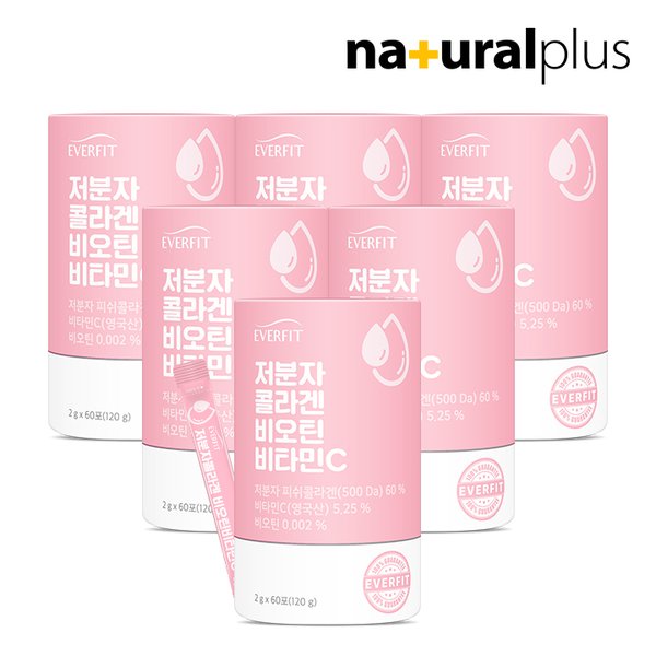 에버핏 어린 저분자 피쉬 콜라겐 비오틴 비타민C 60포 6통 / 히알루론산 먹는 엘라스틴 밀크세라마이드