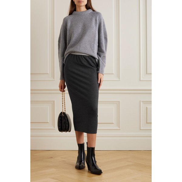 브루넬로쿠치넬리 Stretch-wool Jersey Midi Skirt 다크 그레이 1647597295028942