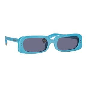 x Linda Farrow Azzurro Rectangular Sunglasses (Light Blue/ Silver/ Light Grey)