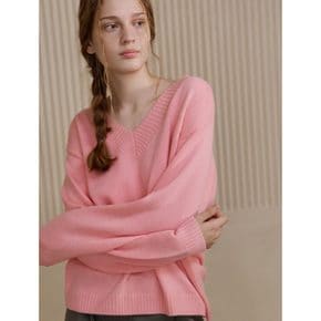 Vneck Knit Pullover  Strawberry milk (WE3951B20X)