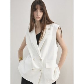 Oversized Double-Breasted Vest Ivory