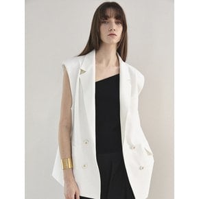 Oversized Double-Breasted Vest Ivory