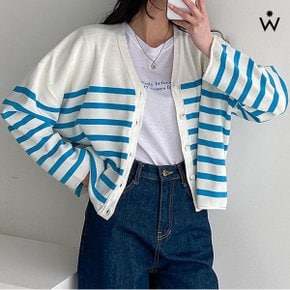 캐쥬얼 브이넥 스트라이프 버튼업 페미닌 가디건  WIBACD044 _P354842900