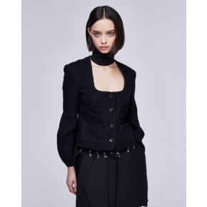 [파주점] [송지오우먼]송지오 컬렉션 딥 컷 트위드 자켓 블랙 WH2JK753BK