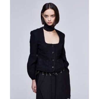 송지오 [파주점] [송지오우먼]송지오 컬렉션 딥 컷 트위드 자켓 블랙 WH2JK753BK