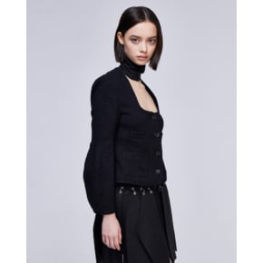 [파주점] [송지오우먼]송지오 컬렉션 딥 컷 트위드 자켓 블랙 WH2JK753BK